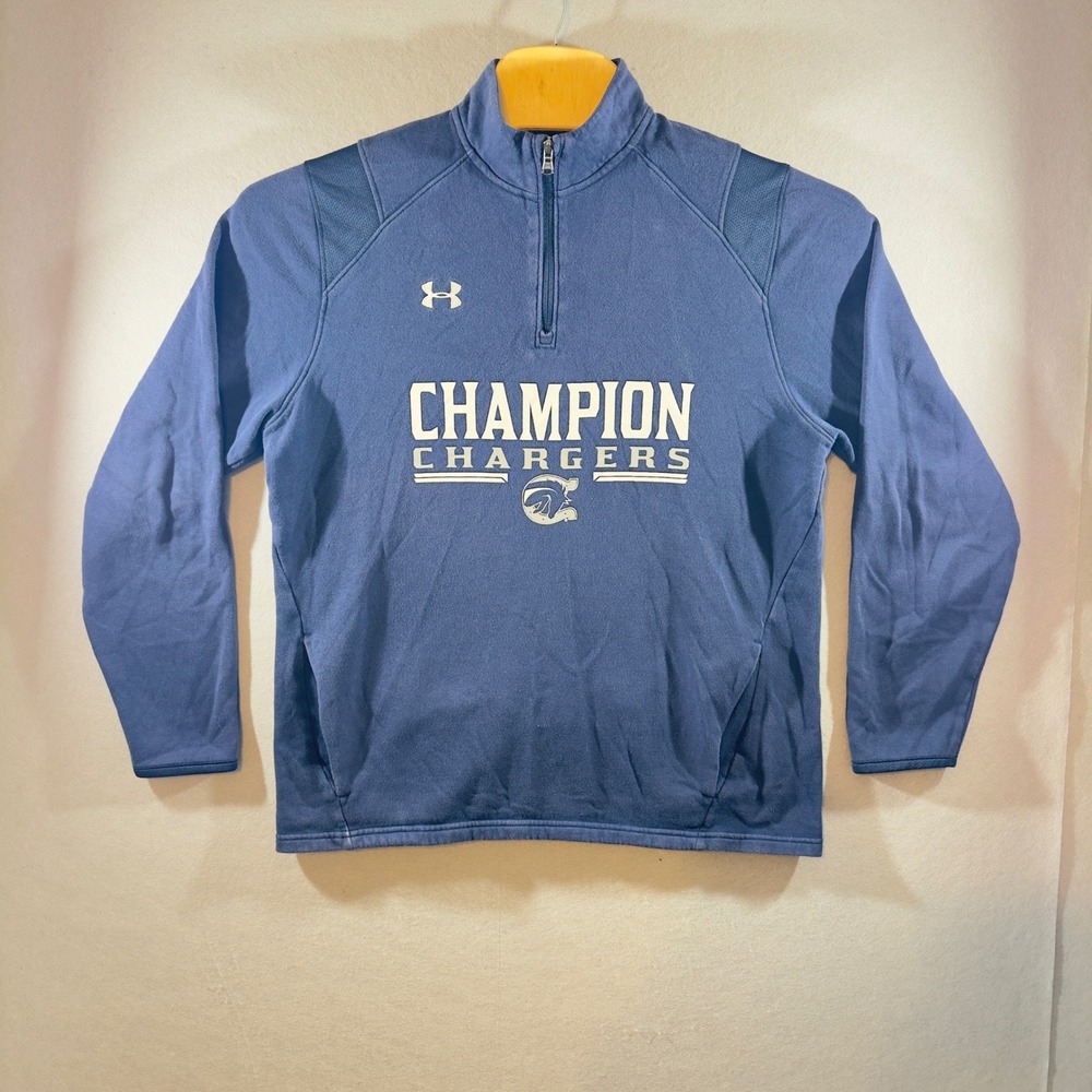 632 | Under Armour ColdGear Mens Med Champion Chargers Quarter Zip Pullover Navy